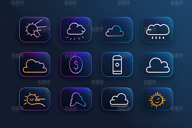 天气图标质感界面素材