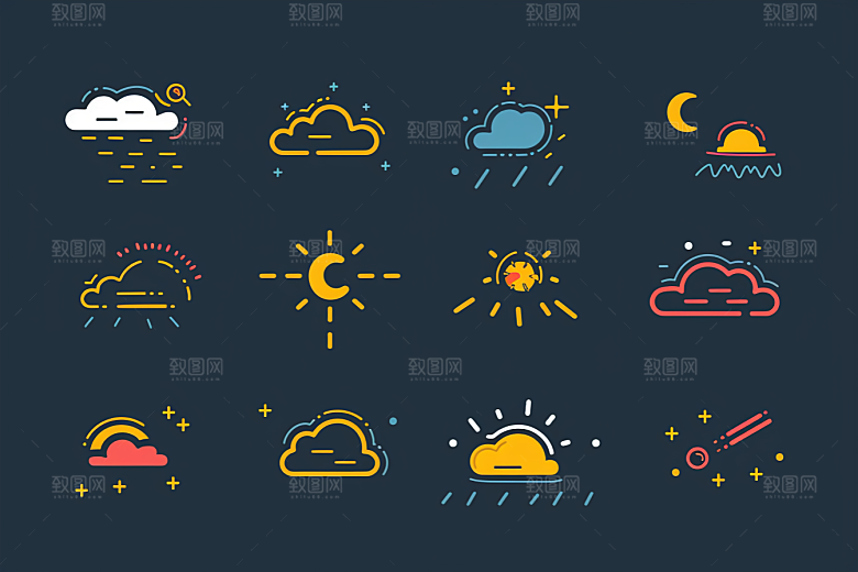 天气图标晴雨表界面素材