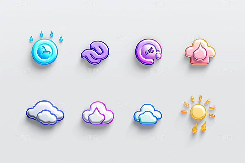 天气图标晴雨表质感素材