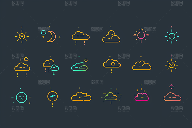 天气图标天气预报质感素材