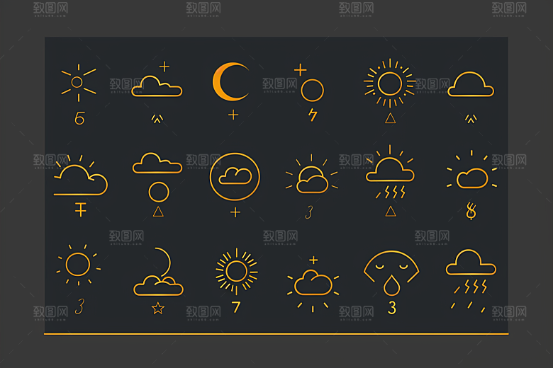 天气图标质感天气预报素材