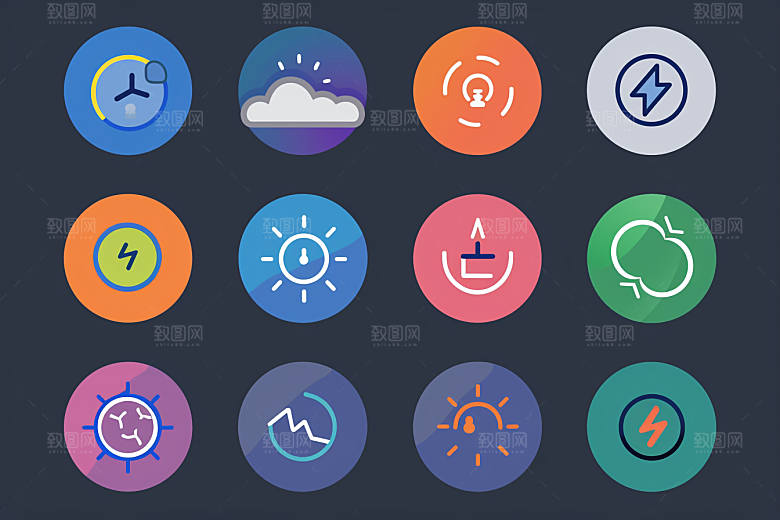 天气图标彩色晴雨表素材