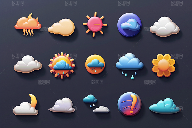 天气图标高清天气预报素材