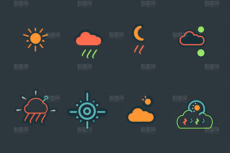 天气图标天气预报UI素材