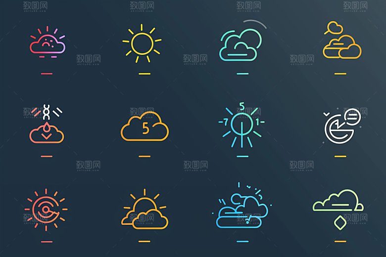 天气图标质感简约素材