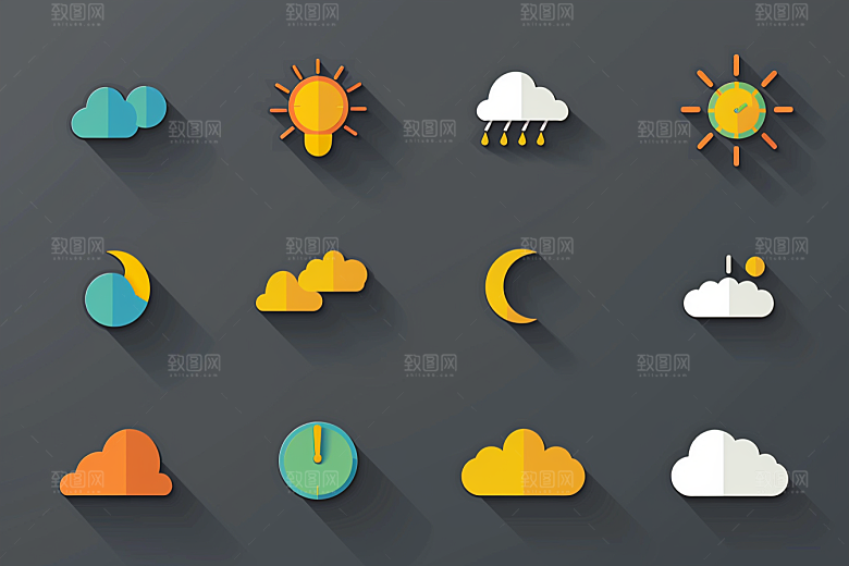 天气图标简约界面素材
