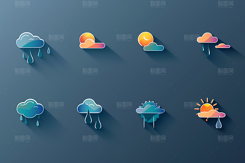 天气图标界面彩色素材
