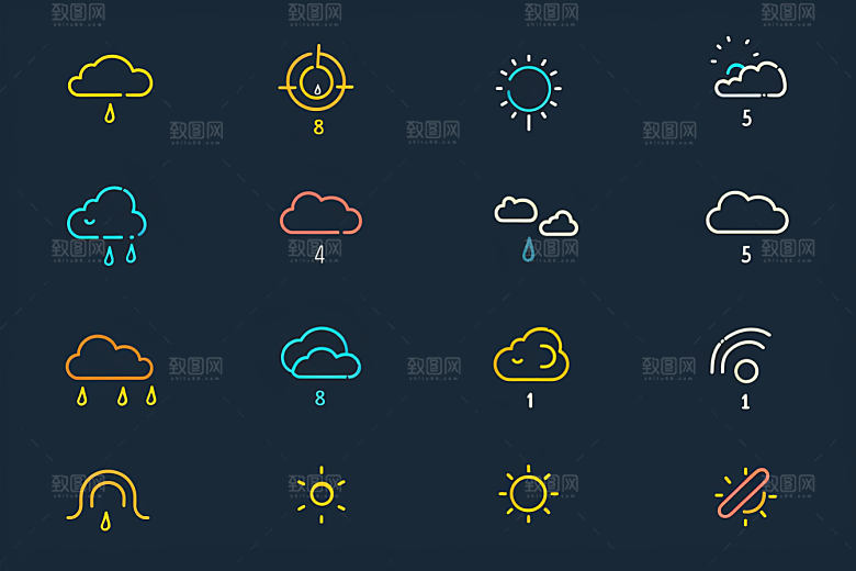天气图标简约质感素材