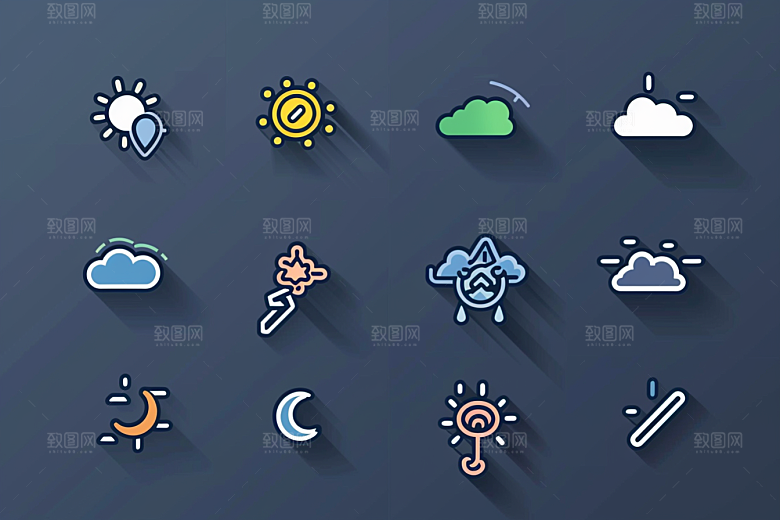天气图标天气预报图形素材