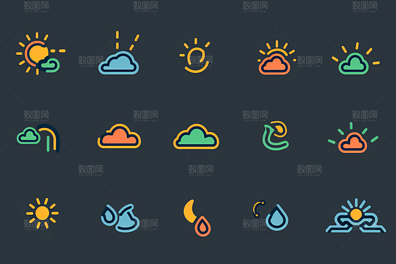 天气图标界面彩色素材