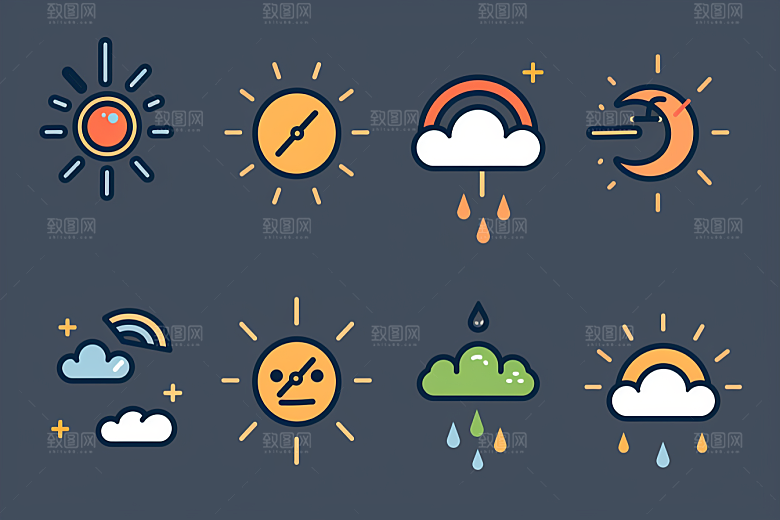 天气图标简约彩色素材
