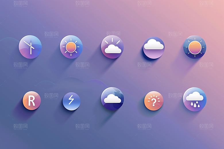 天气图标彩色设计感素材