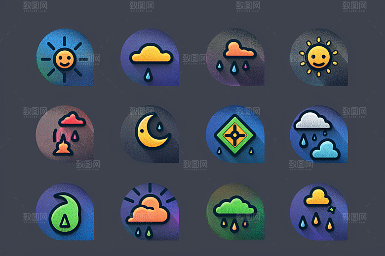 天气图标简约彩色素材