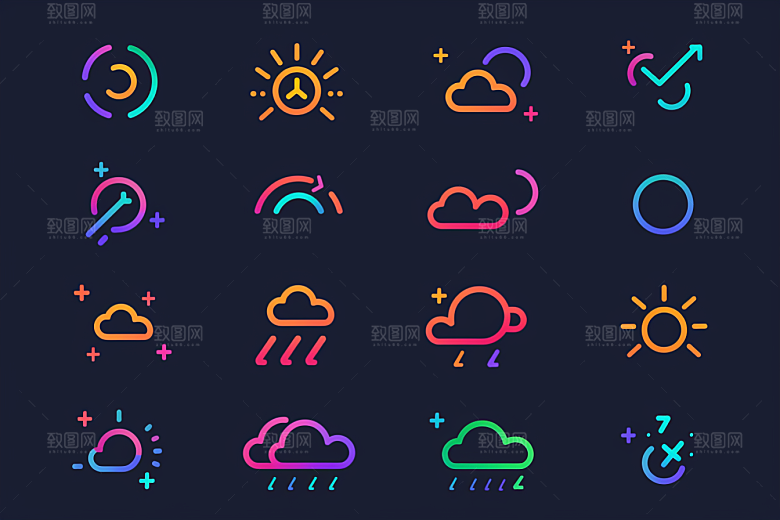 天气图标图形质感素材