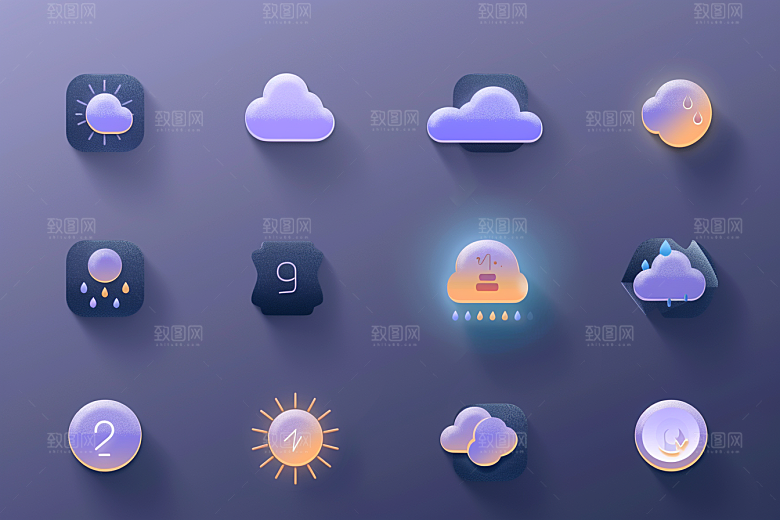 天气图标设计感天气预报素材