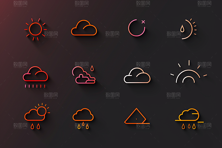 天气图标天气预报简约素材