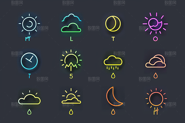 天气图标质感彩色素材