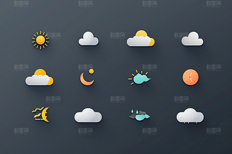 天气图标界面彩色素材