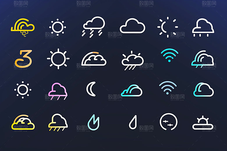 天气图标界面设计感素材