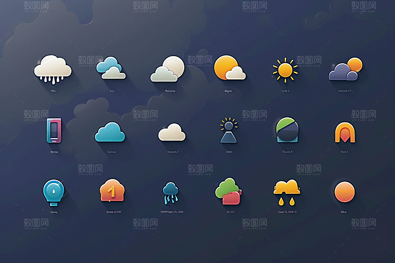 天气图标彩色晴雨表素材