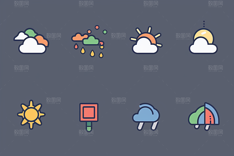 天气图标晴雨表天气预报素材