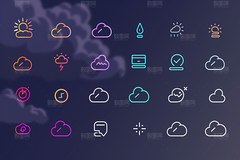 天气图标天气预报质感素材