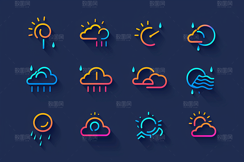 天气图标质感彩色素材