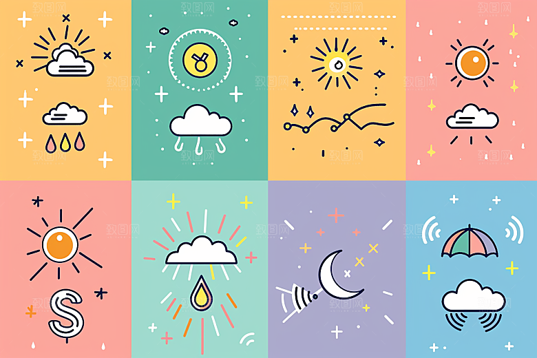 天气图标彩色晴雨表素材