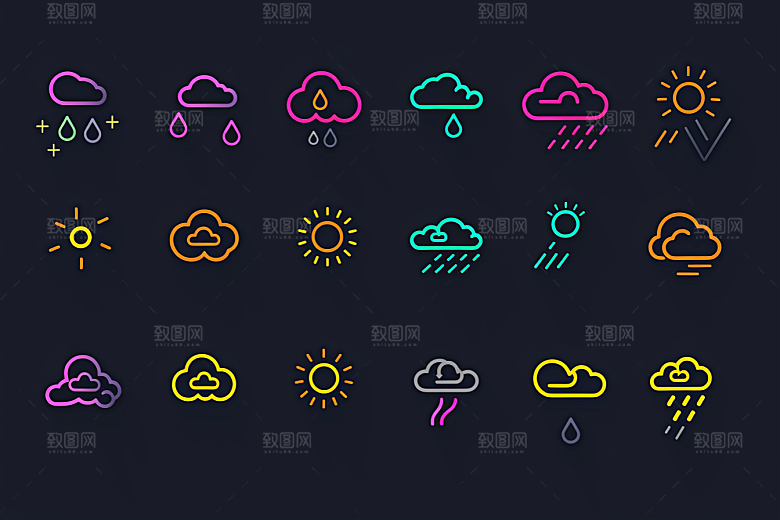 天气图标质感彩色素材