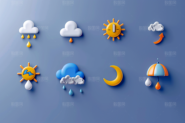 天气图标界面质感素材