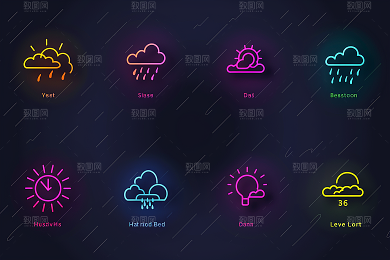 天气图标质感界面素材