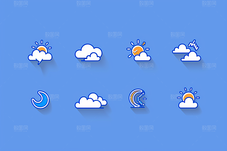 天气图标质感界面素材