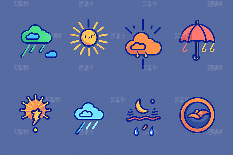 天气图标天气预报界面素材