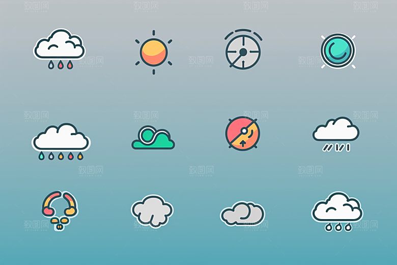 天气图标简约图形素材