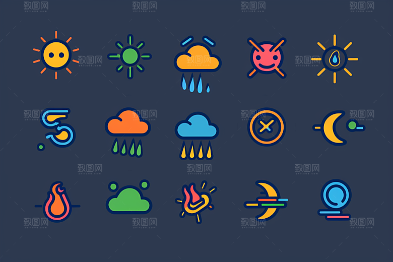 天气图标UI简约素材