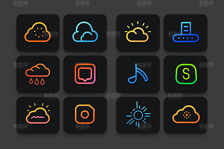 天气图标彩色简约素材