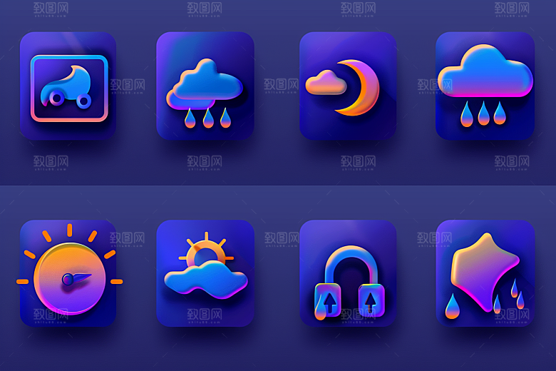 天气图标彩色高清素材