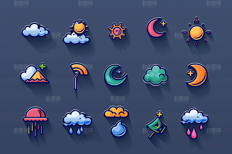 天气图标晴雨表界面素材