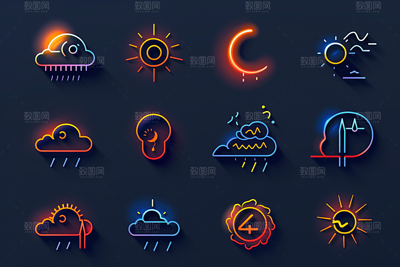 天气图标晴雨表简约素材
