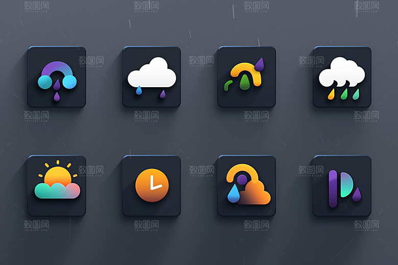 天气图标界面彩色素材