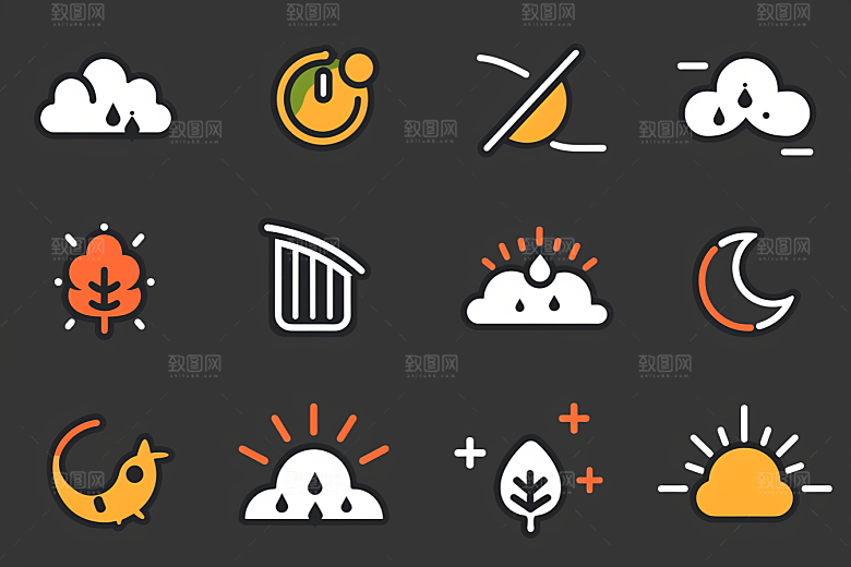 天气图标界面彩色素材