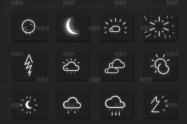 天气图标简约质感素材