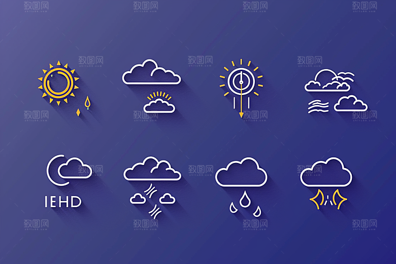 天气图标UI彩色素材
