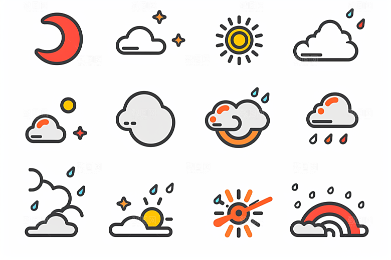 天气图标UI晴雨表素材