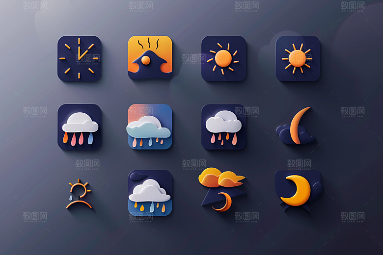 天气图标质感UI素材