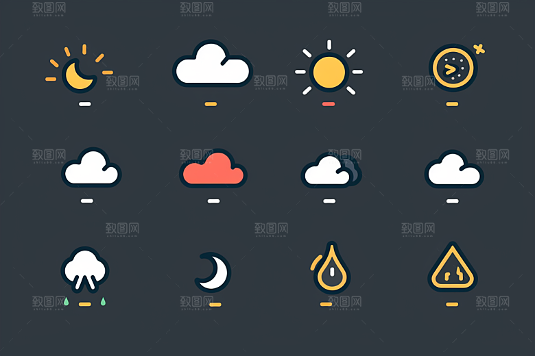 天气图标简约界面素材