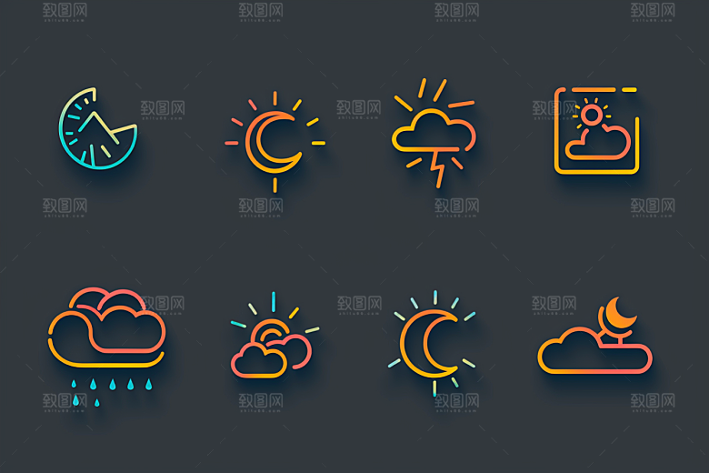 天气图标天气预报晴雨表素材