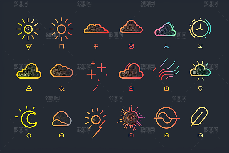 天气图标彩色界面素材