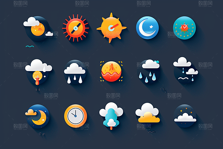 天气图标质感晴雨表素材