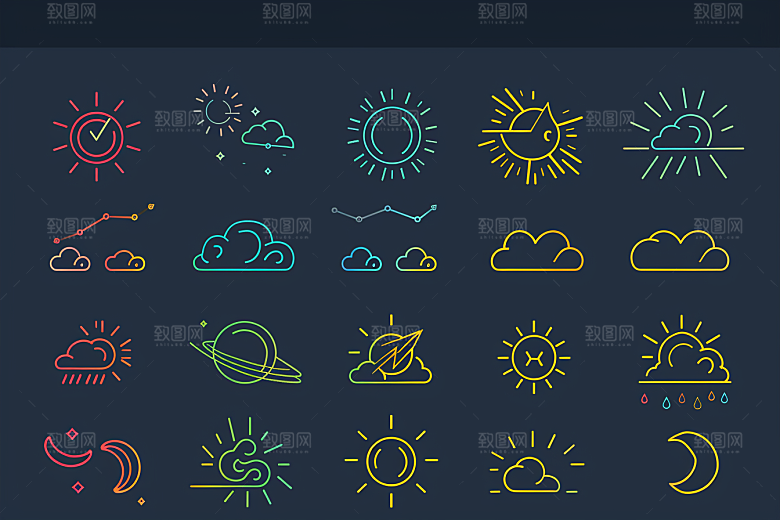 天气图标界面彩色素材